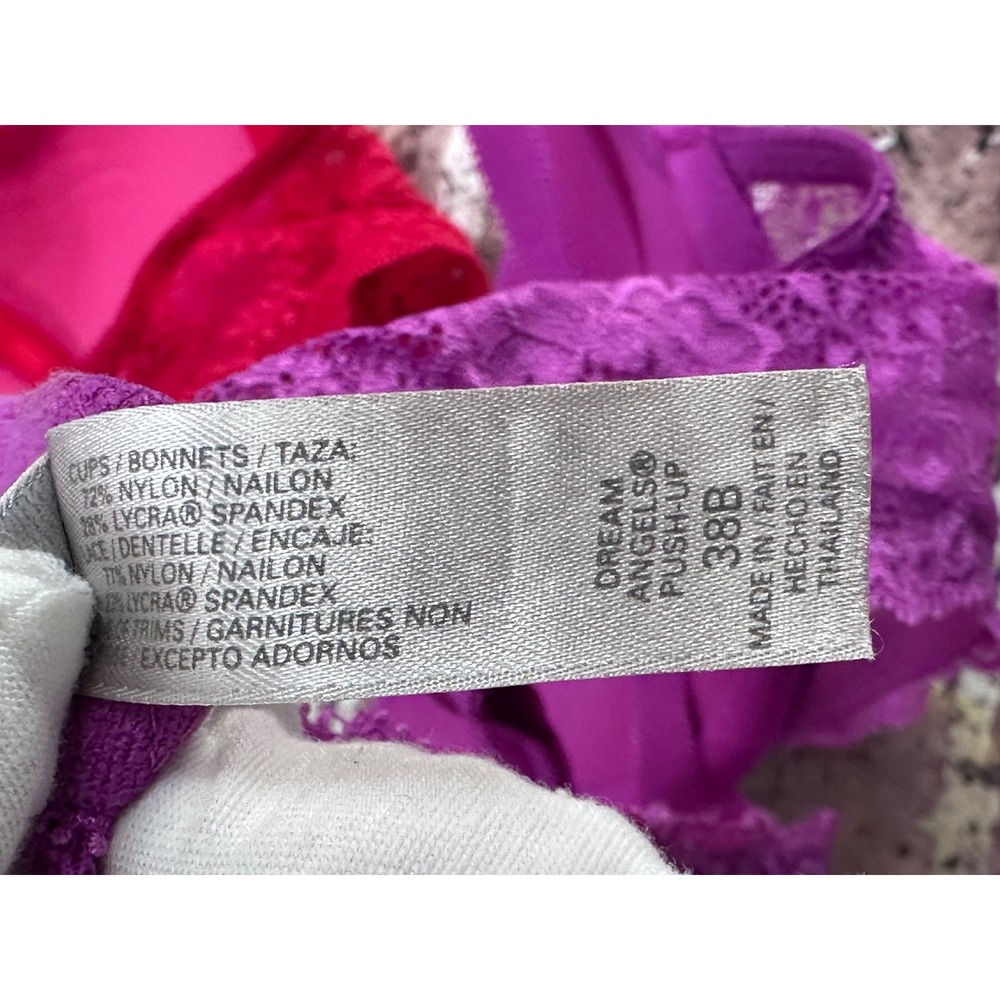 Victoria's Secret Dream Angels Bundle 38B Push Up Plunge Lace Purple Pink Black - Picture 5 of 16